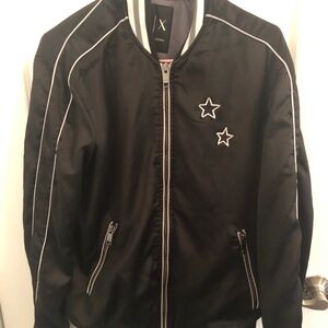 Armani Exchange Small Satin Varsity Look Bomber JACKET